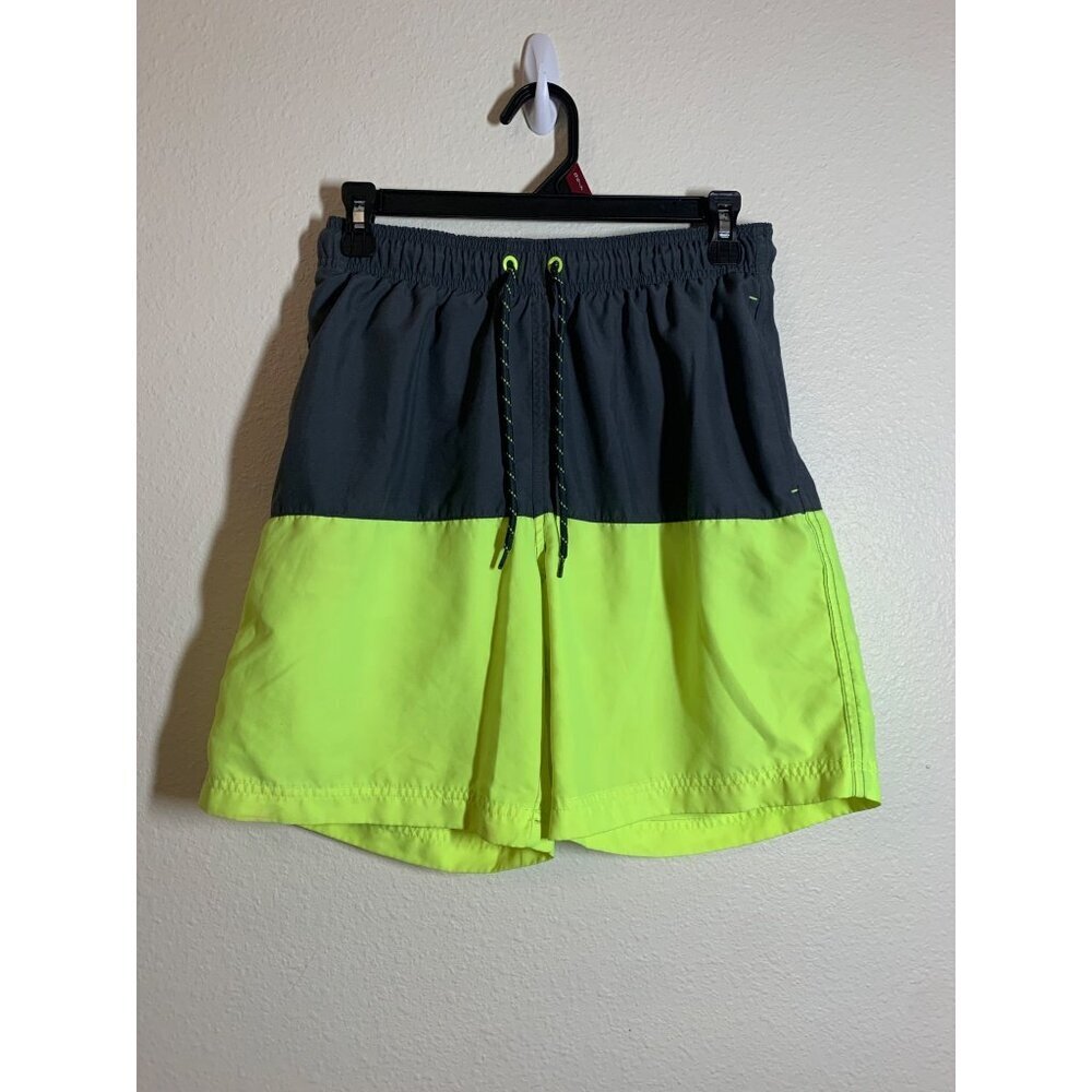 George Neon Swim Shorts Men Size Small (28/30) Yellow Black Retro Y2K Pool Beach